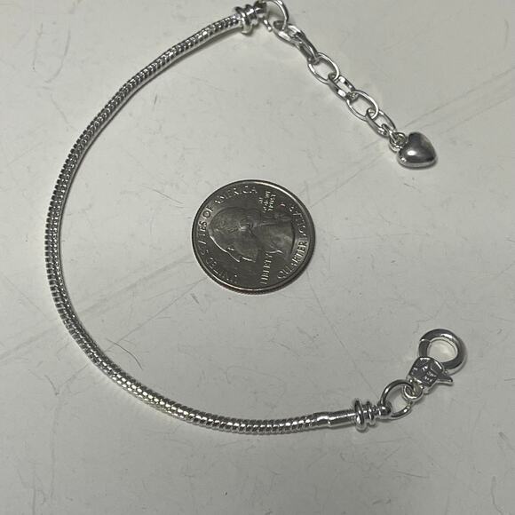 Charm necklace silver tone w extension heart dangle costume fashion jewelry - Picture 4 of 12